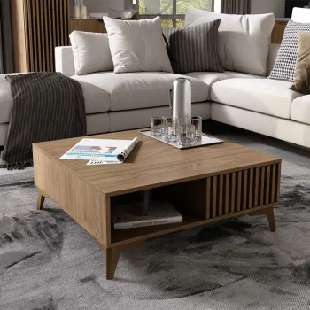 Masuta de cafea ELTAP, Entsian, 80x80x32 cm, PAL/ABS, stejar imagine