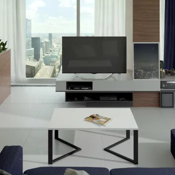 Masuta de cafea ELTAP, Gavino, 90x60x42 cm, otel/PAL, negru/alb imagine