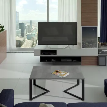 Masuta de cafea ELTAP, Gavino, 90x60x42 cm, otel/PAL, negru/gri imagine