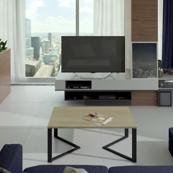 Masuta de cafea ELTAP, Gavino, 90x60x42 cm, otel/PAL, negru/maro imagine