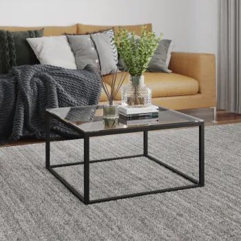 Masuta de cafea ELTAP, Stolik Merala, 65x65x35 cm, metal/sticla, negru/transparent imagine