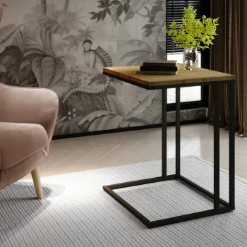 Masuta de cafea ELTAP, Vigo, 45x45x67 cm, otel/PAL, negru/maro imagine