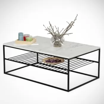 Masuta de cafea Etna Marmo, Comforty, 95x55x43 cm, albnegru imagine