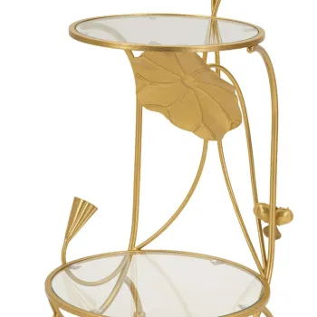 Masuta de cafea Flowers, Mauro Ferretti, 40x78 cm, fier/sticla, auriu imagine