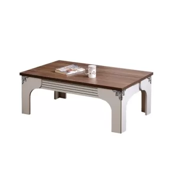 Masuta de cafea Gazel, Comforty, 110x65x45 cm, alb/maro imagine