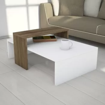 Masuta de cafea Glow White, Puqa Design, 80x50x31,8 cm, aluna/alb imagine