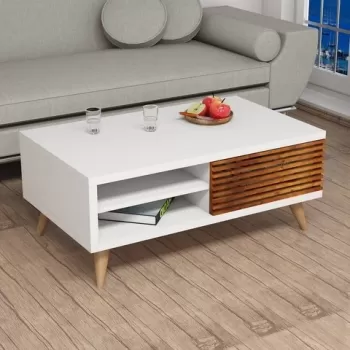 Masuta de cafea Grande Walnut, Puqa Design, 100x60x42 cm, aluna/alb imagine