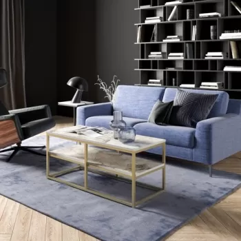 Masuta de cafea, Hadley, Forteaus, 110.4 x 47 x 52 cm, pal melaminat/metal, auriu/alb imagine