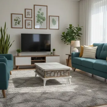 Masuta de cafea, Hanah Home, Ada, 90x38x60 cm, PAL, Alb antic imagine