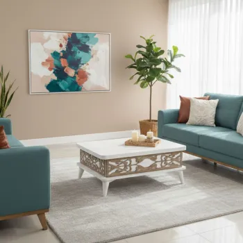 Masuta de cafea, Hanah Home, Ada, 90x38x60 cm, PAL, Alb imagine