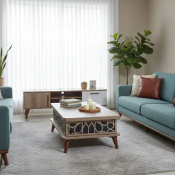 Masuta de cafea, Hanah Home, Ada, 90x38x60 cm, PAL, Albastru imagine