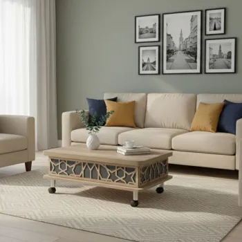 Masuta de cafea, Hanah Home, Adt, 90x40x60 cm, PAL, Alaska / Blue imagine