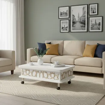 Masuta de cafea, Hanah Home, Adt, 90x40x60 cm, PAL, Alb imagine