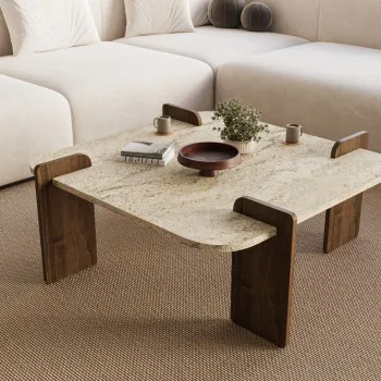 Masuta de cafea, Hanah Home, Afrolli, 90x35x90 cm, PAL, Travertin / Nuc imagine