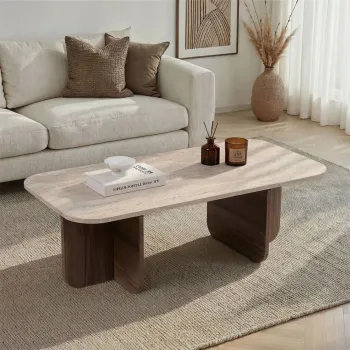 Masuta de cafea, Hanah Home, Akira, 120x41x60 cm, PAL, Travertin / Nuc Venezia imagine