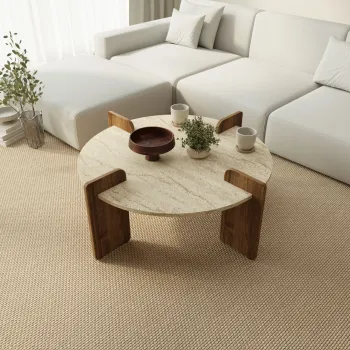 Masuta de cafea, Hanah Home, Avoure, 90x35x90 cm, PAL MELAMINAT, Travertin / Nuc imagine