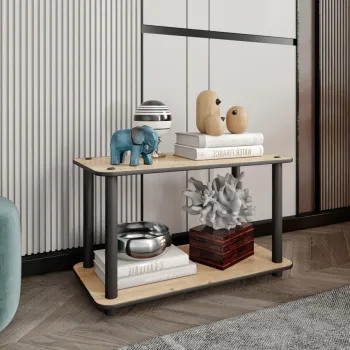 Masuta de cafea, Hanah Home, Bookcase 2-Tiers Rect, 30x38x60 cm, MDF , Stejar imagine