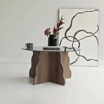 Masuta de cafea, Hanah Home, Butterfly, 75x40x75 cm, Nuc / Fume imagine