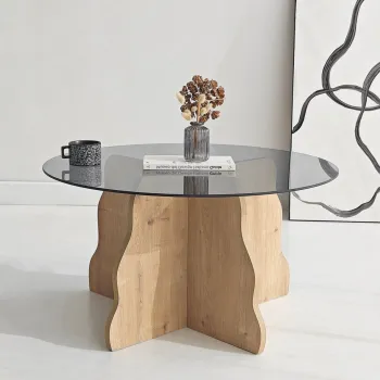 Masuta de cafea, Hanah Home, Butterfly, 75x40x75 cm, Stejar Safir / Fume imagine