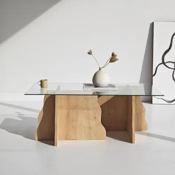 Masuta de cafea, Hanah Home, Canyon, 105x40x65 cm, Stejar Safir / Transparent imagine