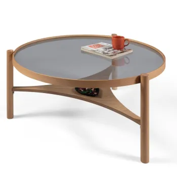 Masuta de cafea, Hanah Home, Clover, 100x46x100 cm, 100% SOLID OAK WOOD, Stejar imagine