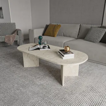 Masuta de cafea, Hanah Home, Diana Elips, 120x40x55 cm, Travertin imagine