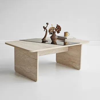 Masuta de cafea, Hanah Home, Favorite, 120x38x60 cm, Bronz / Travertin imagine