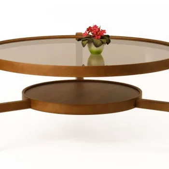 Masuta de cafea, Hanah Home, Flora, Lemn masiv, Maro imagine