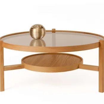 Masuta de cafea, Hanah Home, Flora, Lemn masiv, Stejar imagine