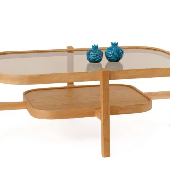 Masuta de cafea, Hanah Home, Godiva, 110x48x70 cm, Lemn masiv, Stejar imagine