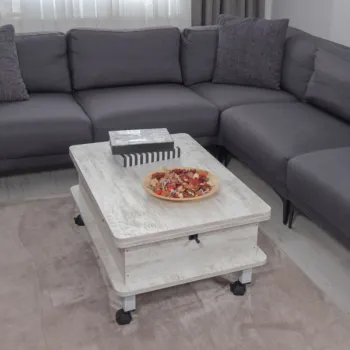 Masuta de cafea, Hanah Home, Helsinki, 90x40x60 cm, PAL, Alb antic imagine