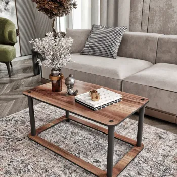 Masuta de cafea, Hanah Home, Hole Rect, 70x38x42 cm, MDF , Maro imagine