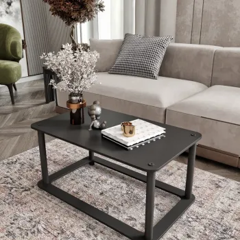 Masuta de cafea, Hanah Home, Hole Rect, 70x38x42 cm, MDF , Negru imagine