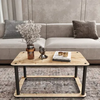 Masuta de cafea, Hanah Home, Hole Rect, 70x38x42 cm, MDF , Stejar imagine