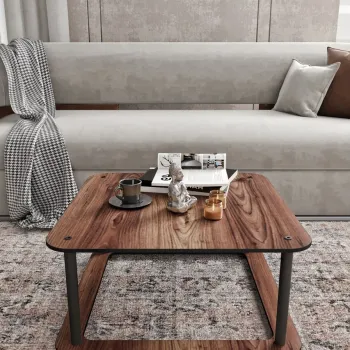 Masuta de cafea, Hanah Home, Hole Square, 70x38x70 cm, MDF , Maro imagine