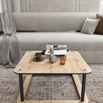 Masuta de cafea, Hanah Home, Hole Square, 70x38x70 cm, MDF , Stejar imagine