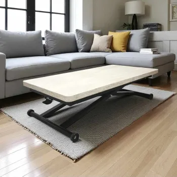 Masuta de cafea, Hanah Home, Home Ext, MDF, Travertin / Negru imagine
