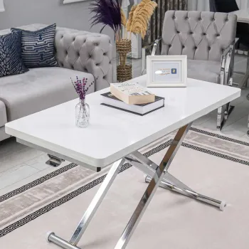 Masuta de cafea, Hanah Home, Home, MDF, Alb / Crom imagine