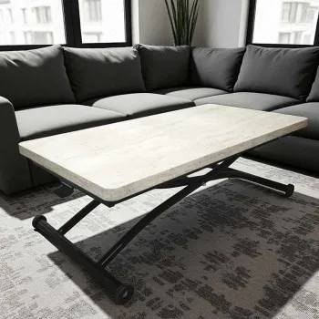Masuta de cafea, Hanah Home, Juppo Ext, MDF, Travertin / Negru imagine