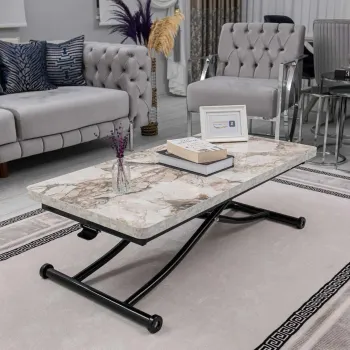 Masuta de cafea, Hanah Home, Juppo Int, MDF, Marmura alba/neagra imagine