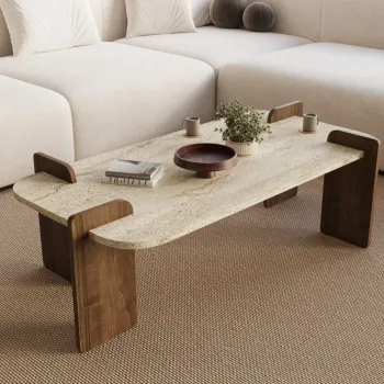 Masuta de cafea, Hanah Home, Leapiri, 120x35x60 cm, PAL, Travertin / Nuc imagine