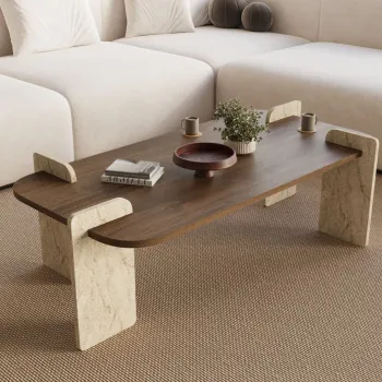 Masuta de cafea, Hanah Home, Leapiri, 120x35x60 cm, PAL, Travertin / Nuc imagine