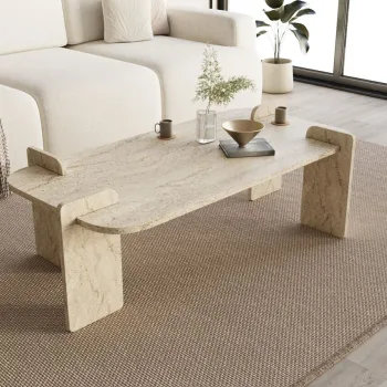 Masuta de cafea, Hanah Home, Lovge, 120x35x60 cm, Travertin imagine