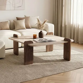 Masuta de cafea, Hanah Home, Marais, 90x35x90 cm, PAL, Travertin / Nuc imagine
