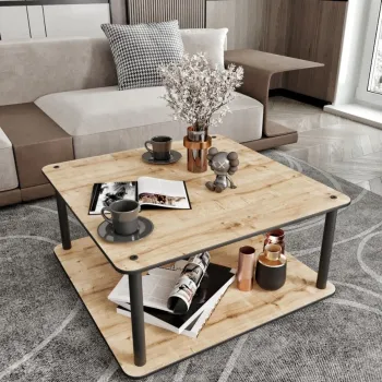 Masuta de cafea, Hanah Home, Masivo Square, 70x38x70 cm, MDF , Stejar imagine