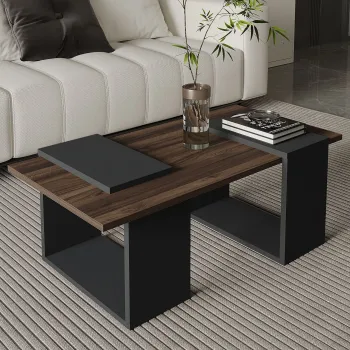 Masuta de cafea, Hanah Home, Matris, 90x37x46.6 cm, PAL, Nuc / Antracit imagine