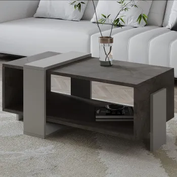 Masuta de cafea, Hanah Home, Meleni, 90x40x49 cm, PAL, Marmura Gordion / Gri imagine