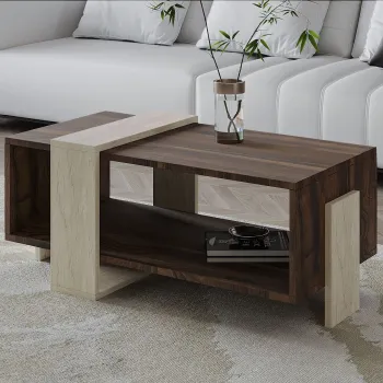 Masuta de cafea, Hanah Home, Meleni, 90x40x49 cm, PAL, Travertin / Nuc imagine