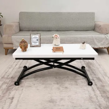 Masuta de cafea, Hanah Home, Mini Juppo Ext, MDF, Alb/Negru imagine