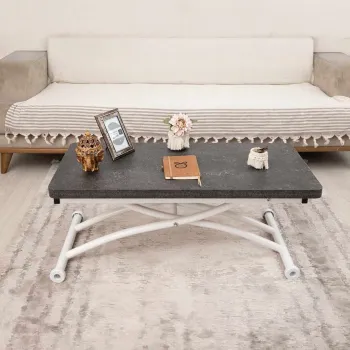 Masuta de cafea, Hanah Home, Mini Juppo Ext, MDF, Alb/Negru imagine